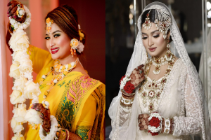 হলুদে বাঙালি বেশ, বিয়েতে পাকিস্তানি সাজ শিরিন শিলার