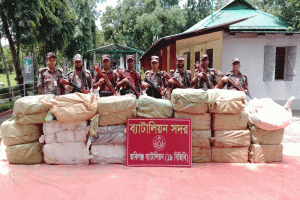 সিলেটের দুই সীমান্তে বিজিবির অভিযানে ৭৮ লাখ টাকার ভারতীয় চোরাচালান পণ্য জব্দ