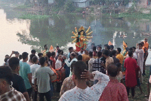 জগন্নাথপুরে প্রতিমা বিসর্জনের মধ্য দিয়ে শেষ হলো দুর্গাপূজা