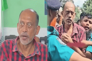 সিলেটের শাহজালাল মাজার এলাকায় উত্তেজিত অবস্থায় অভিনেতা সমু চৌধুরী
