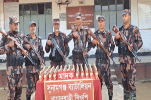 দোয়ারাবাজারে বিজিবির অভিযানে বিপুল পরিমাণ মদ জব্দ
