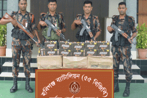 হবিগঞ্জে বিজিবি’র ২৪ লক্ষ টাকার মালামাল জব্দ