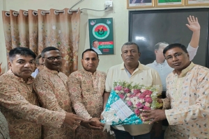 সুনামগঞ্জ-৪ আসনের সংসদ সদস্যের সাথে ব্রাহ্মণ সংসদের শুভেচ্ছা বিনিময়