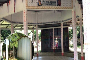 দিরাইয়ে দেবোত্তর সম্পত্তিতে প্যান্ডেল, থমকে আছে মন্দিরের কাজ