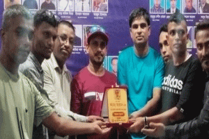 ওসমানীনগরে সাংবাদিক শরীফ আহমদকে নুনু একাডেমির সংবর্ধনা