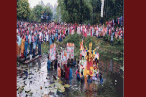 জৈন্তাপুরে শান্তিপূর্ণভাবে প্রতিমা বিসর্জন
