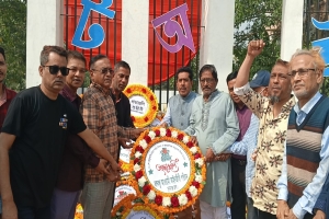 সুনামগঞ্জে ‘জয় বাংলা’ স্লোগানে মুখরিত শহিদ মিনার
