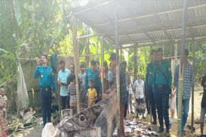 দলদলি চা বাগানে অগ্নিকাণ্ড: প্রবাসী শ্রমিকের ঘর পুড়ে ছাই