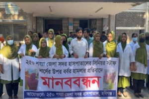 হবিগঞ্জ সদর হাসপাতালে নার্সকে মারধরের ঘটনায় কর্মবিরতি