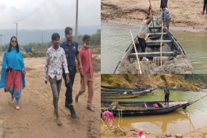 জৈন্তাপুরে অবৈধ বালু উত্তোলন ও পরিবেশ দূষণ বিরোধী অভিযান