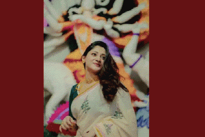 দুর্গার আগমনী আবহে পূজা চেরীর সাজে মুগ্ধ ভক্তরা