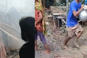 সুনামগঞ্জে আগুনে তিনটি পরিবারের বসতঘর পুড়ে ছাই, ক্ষয়ক্ষতি ২০ লাখ টাকা