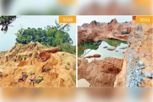 কোম্পানীগঞ্জের শারফিন টিলা এখন ‘মরা কঙ্কাল’: ৩০০ কোটি টাকার পাথর লুট