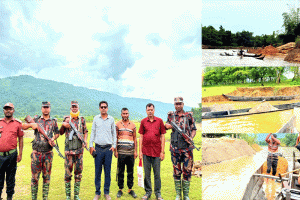 জৈন্তাপুরে অবৈধ বোমা মেশিনসহ ১২ বারকি নৌকা জব্দ
